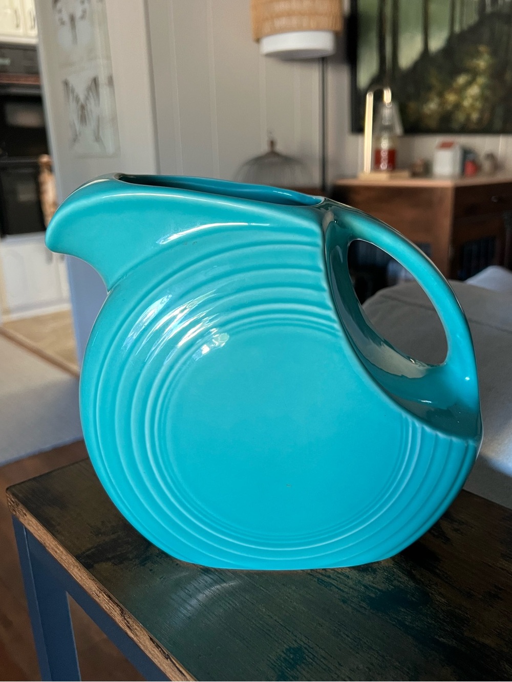Fiesta Large Disk Pitcher Turquoise Blue Homer Laughlin